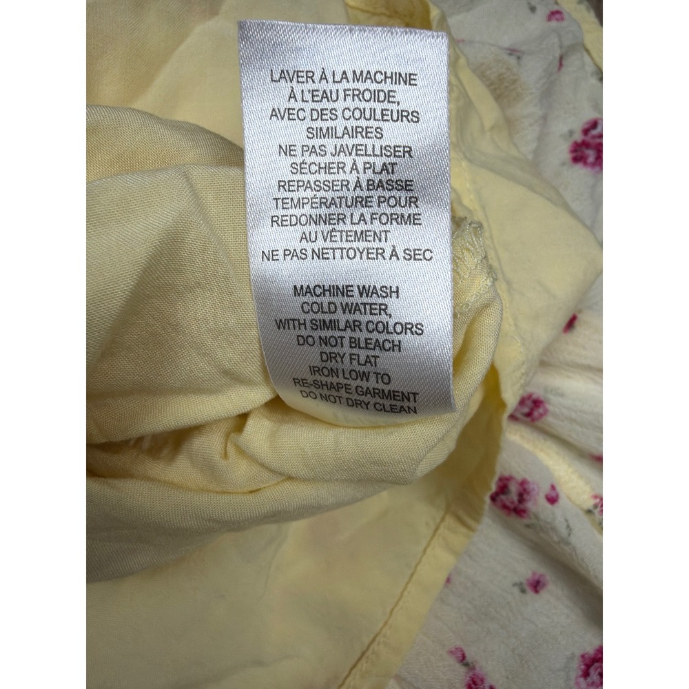 Garage Floral Smocked Skort Yellow Pink Rose Tiered Ruffle Mini Skirt XS - Picture 8 of 8
